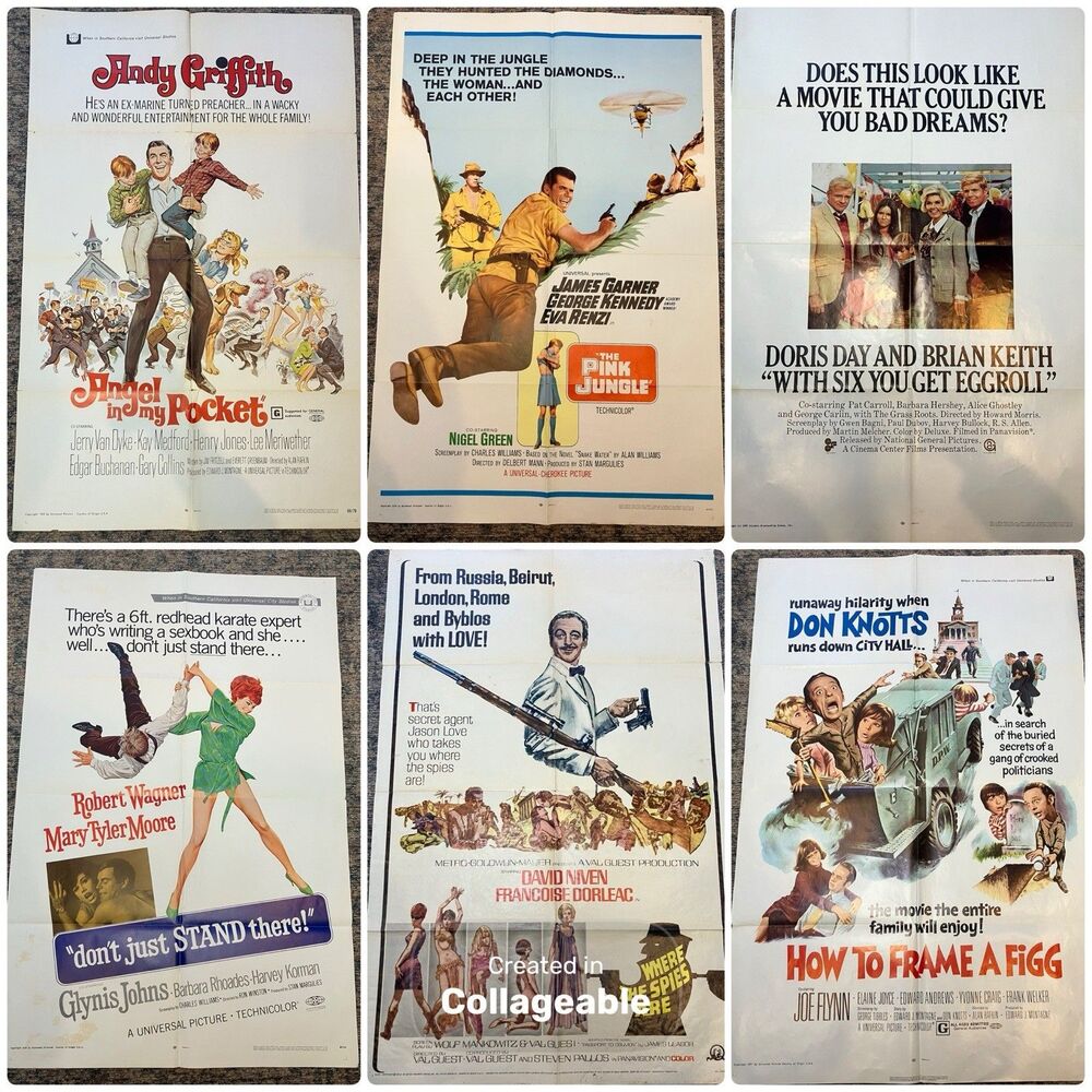 1960s-70s Comedy Posters Lot Original One Sheets 27x41" - 6 FOLDED Posters